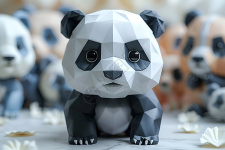 木质熊猫玩具熊猫折纸玩具设计图片