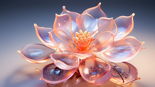玻璃艺术品玻璃质感的莲花插画