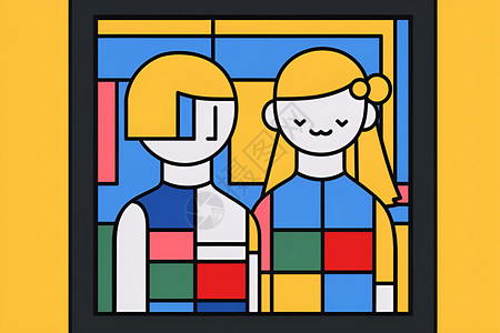 家庭幸福的微缩版彩色艺术背景图片