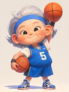 运动头带抱篮球的男人插画