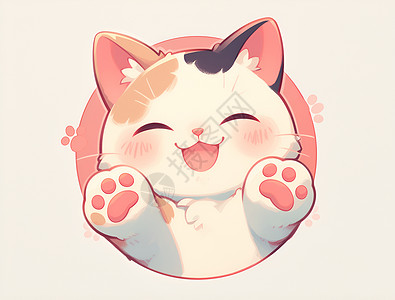 粉色猫咪插画背景图片