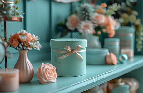鲜花盒子唯美的花瓶和礼物设计图片