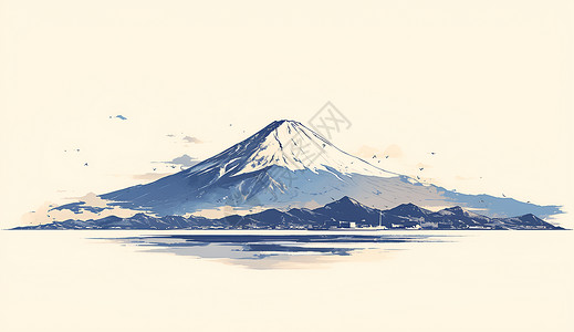 富士山轮廓的简约线条插图背景图片