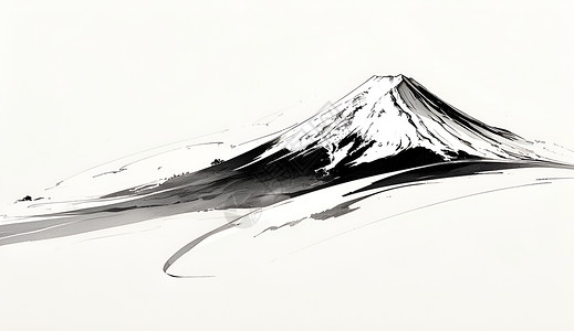 富士山插画富士山的线条简约草图插画