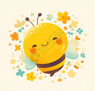 新西兰蜜蜂欢快微笑的蜜蜂插画