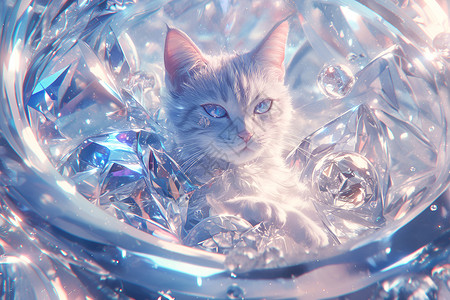 水晶迷人的猫咪背景图片