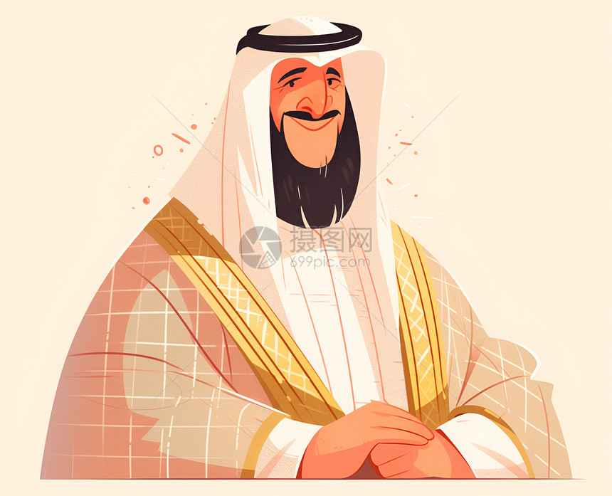 一位戴着传统头巾的沙特老人图片