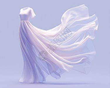 飘逸的白色裙连衣裙插画