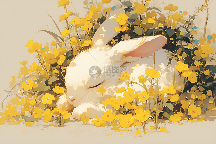 仙境中的白兔图片