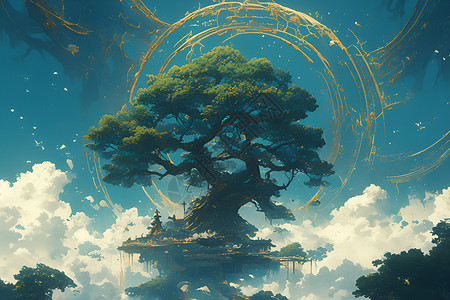 梦幻巨大的树木背景图片