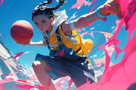 篮球艺术素材打篮球的女子插画