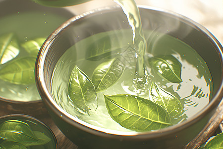 绿色清新茶叶清新可口的茶叶插画