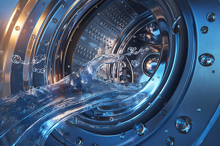 智能洗衣洗衣机内的水插画