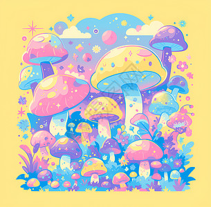 炫彩的迷幻蘑菇高清图片