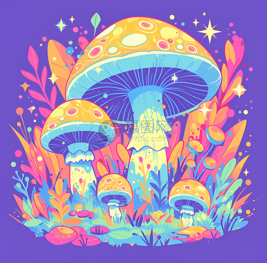 绘画的奇幻蘑菇图片