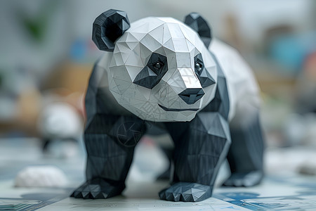 三维立体的卡通熊猫背景图片