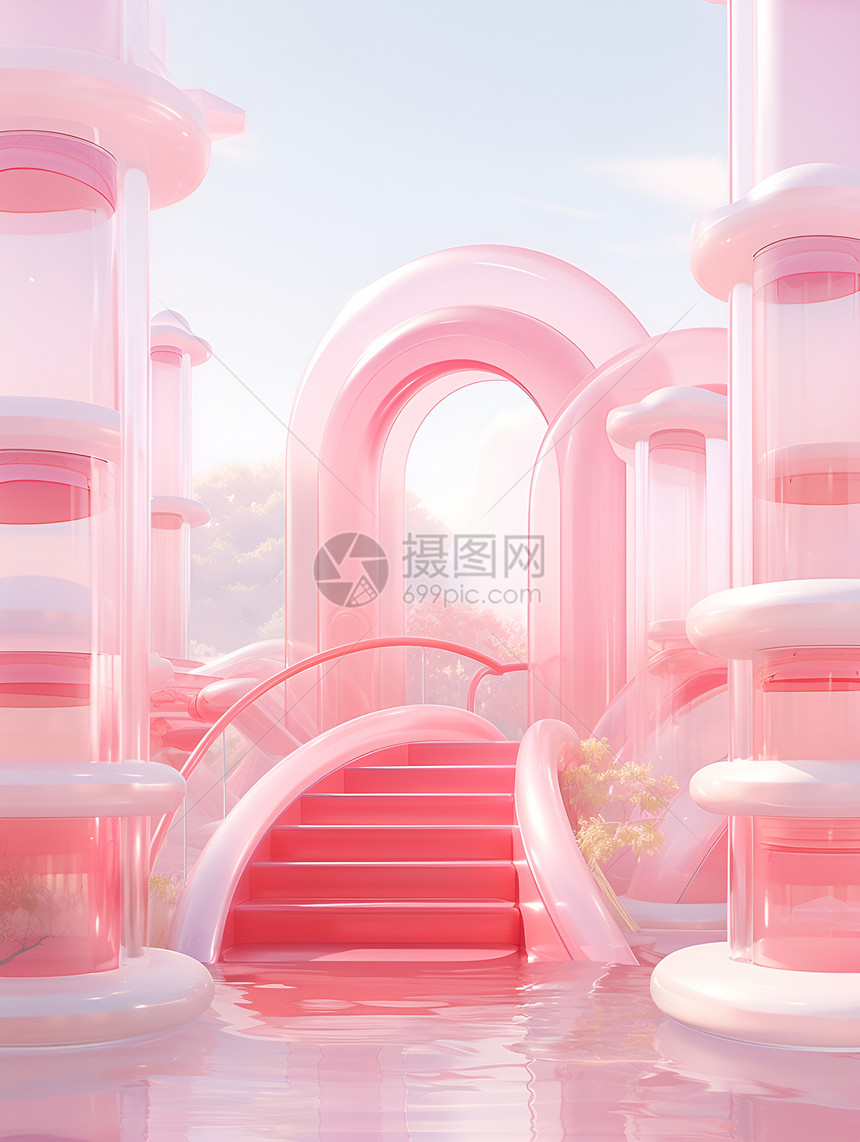 粉红色的抽象建筑图片