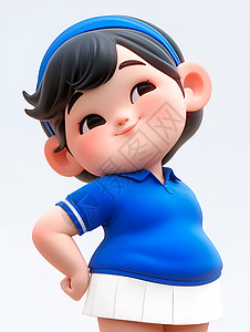胖女人卡通穿着蓝色运动衫的胖女人插画
