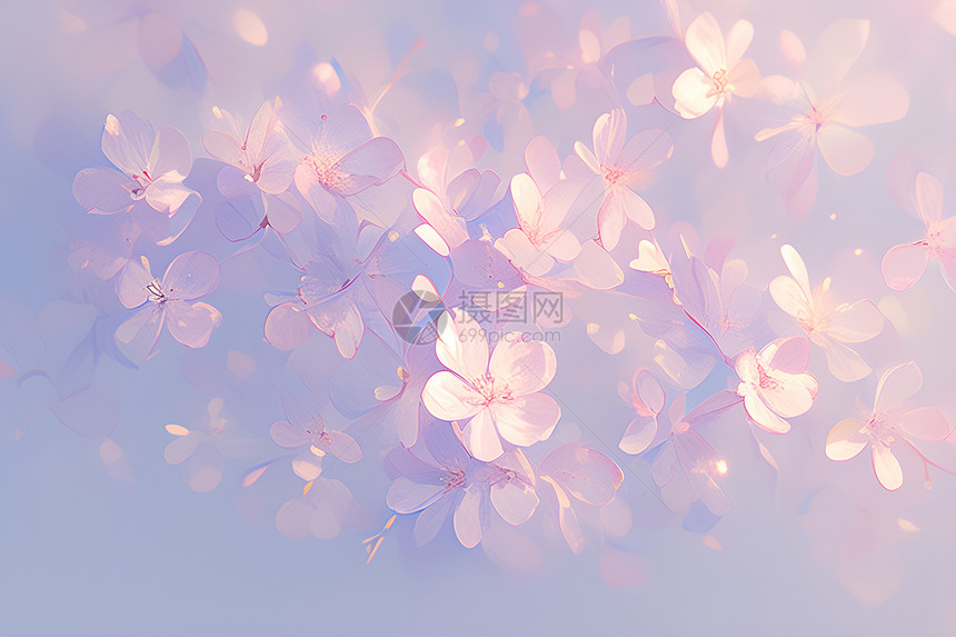 粉色背景中的樱花图片