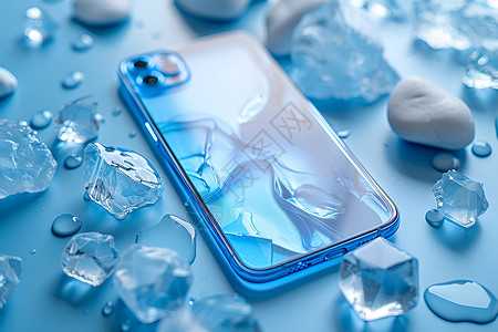 玻璃几何冰晶幻彩的手机背景背景