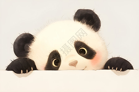 雕刻桌面可爱的熊猫插画
