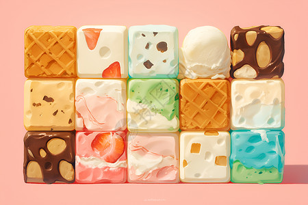 多种口味冰淇淋插画