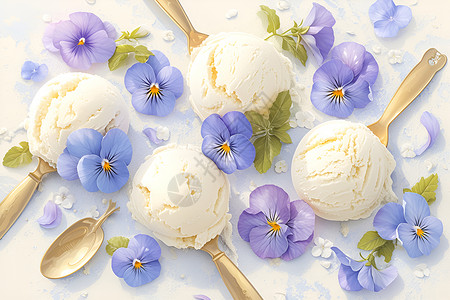绿豆沙冰冰激凌冰淇淋花园插画