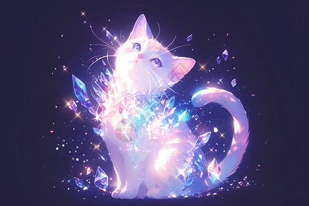 钻石星空闪烁的猫插画
