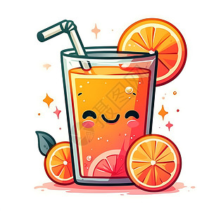 水果饮品玻璃杯中的饮料插画