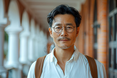 亚洲中年教师背景图片