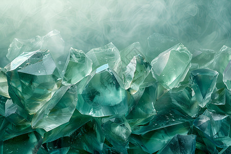 抽象绿色植物纹路玻璃之美插画