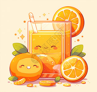 榨橙汁橙汁乐园插画