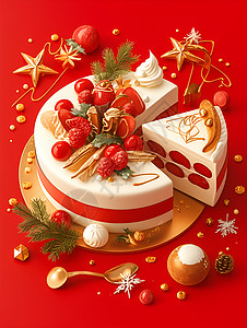 美味的圣诞蛋糕背景图片