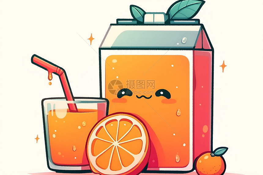 可爱的橙汁盒子图片