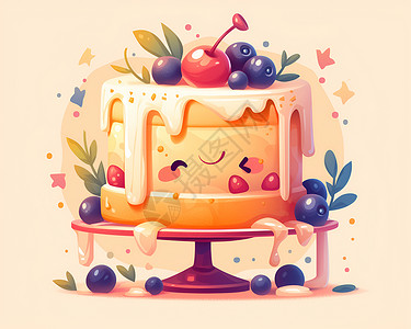 美味的浆果蛋糕插画