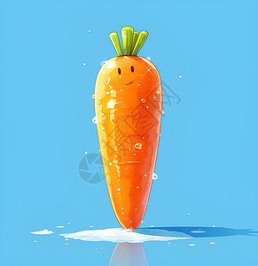 卡通水滴胡萝卜上的水滴插画