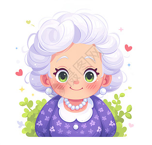 老年女人素材慈祥的白发老太太插画