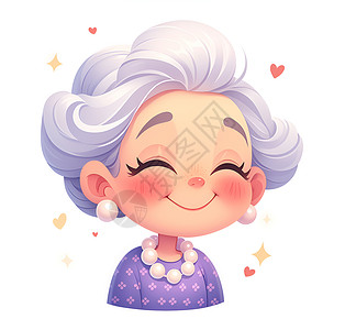 白发女人慈祥的老年女性插画