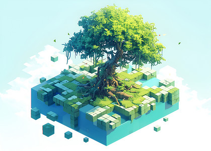 设计的方块树木背景图片