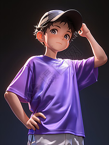 穿着紫色衣服的少年背景图片