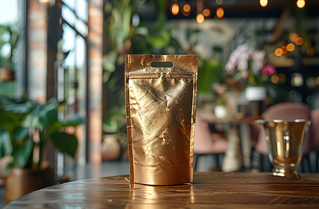 金色咖啡包装密封袋高清图片