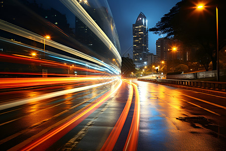 夜幕下的公路背景图片