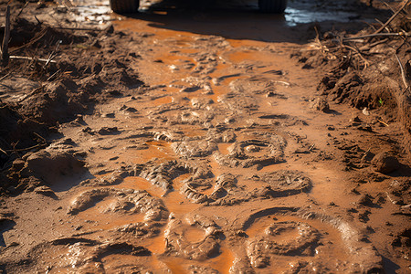 泥泞的土路背景图片