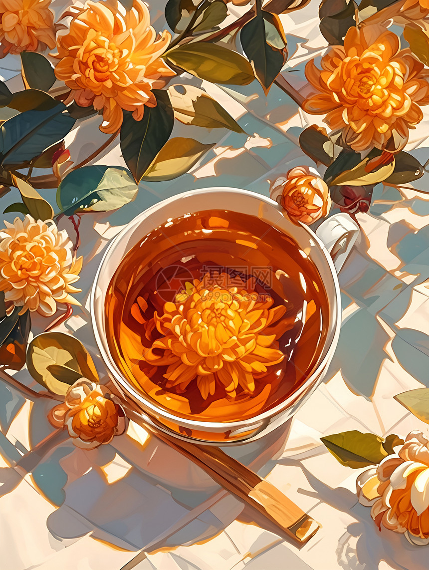 美味的菊花茶图片