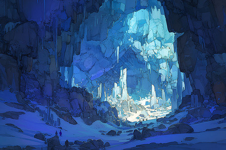 神秘的冰柱洞穴背景图片