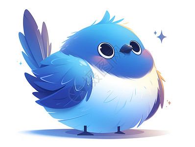 可爱的卡通蓝色小鸟背景图片