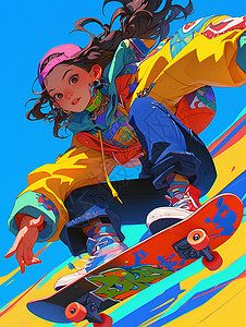 炫酷的滑板少女背景图片