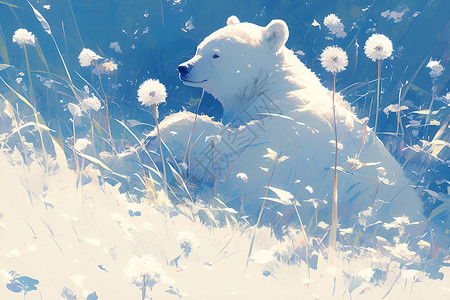 植物中的白熊背景图片