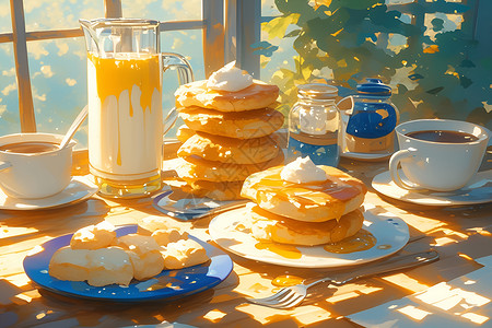 美味鸡蛋饼早餐饼和牛奶高清图片