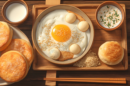 早餐营养鸡蛋面包鸡蛋面包插画